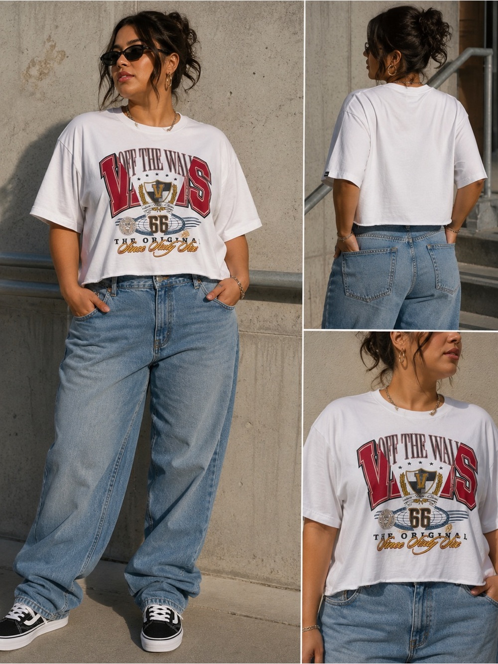 Vans Off The Wall 66 Oversized Graphic Crop Tee White XL